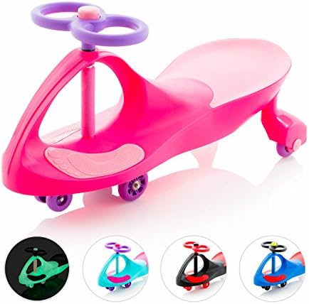 Eightbit Swivel Car Rolling Ride On Car - Indoor/Outdoor - Pink Lightning Pink/Purple