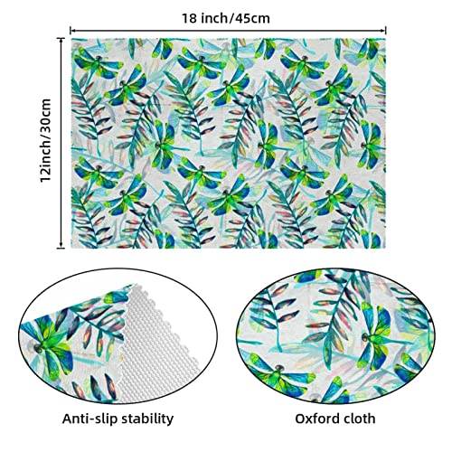 Set de table libellule vert lot de 6 tapis de table 30x45 cm antidérapants