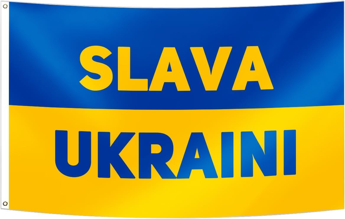 Double Sided Slava Ukraine Flag 3x5FT Ukrainian National Flag Fade Proof Vivid Color Polyester with Brass Grommets For Indoor Outdoor (3x5FT 3PLY)