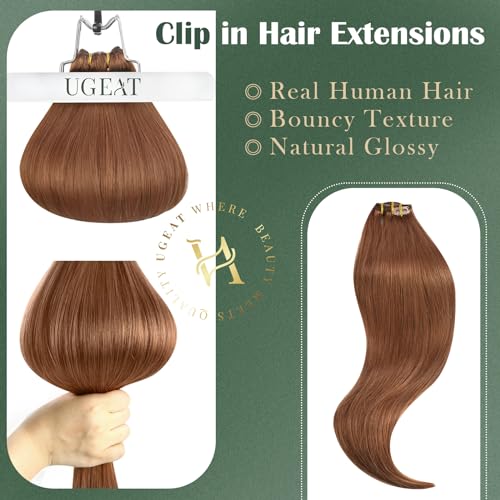 Image of Ugeat Human Hair Clip in Extensions Copper 18 Inch 7pcs 120g Appearance