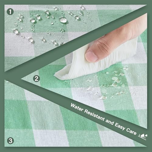 WAITER TREE Cotton Blend Table Cloth Rectangle Table Cover 118x57 Inches Waterproof Green White Checkered Gingham Camping Graduation Rectangle Indoor Outdoor Game Day Tablecloth for Soccer Party by WAITER TREE - Used condition - Image 4