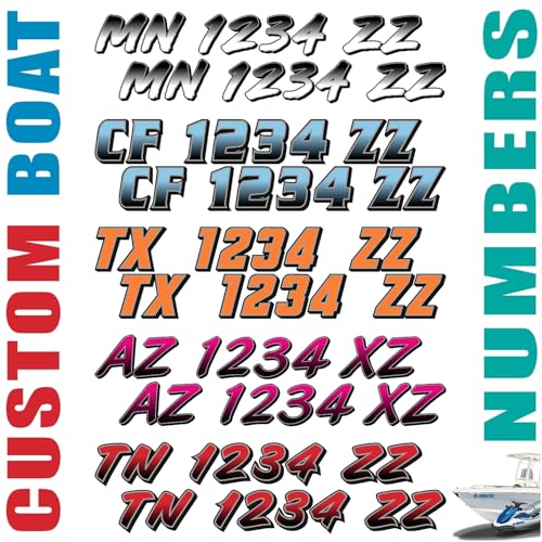 Boat Registration Numbers & Letters (Two Decals) Custom Vinyl State Hull Stickers Vinyl Marine Decal Graphics X2 GR (Gradient Colors)