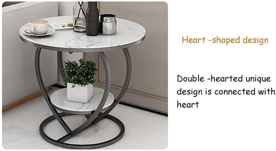 Image of Coffee Table for Living Room,Modern Corner Sofa Side Bedside Tables Snack End Table for Bedroom,White Table Top with Gold Metal Frame (Black White)