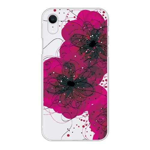 Xperia10 VI/SO-52E用ケース 【K】ホットピンク(背景クリア) 花柄ライン フラワー カラフル 紅色 ハードケース