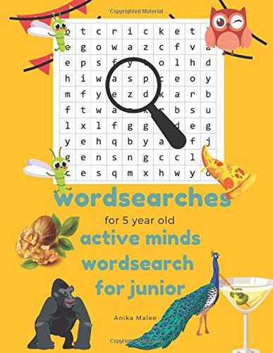 wordsearches for 5 year old , active minds wordsearch for junior: Word Search Puzzles for Kids Activities Workbooks 4 5 6 7 8 year olds ,Children's Activity Books