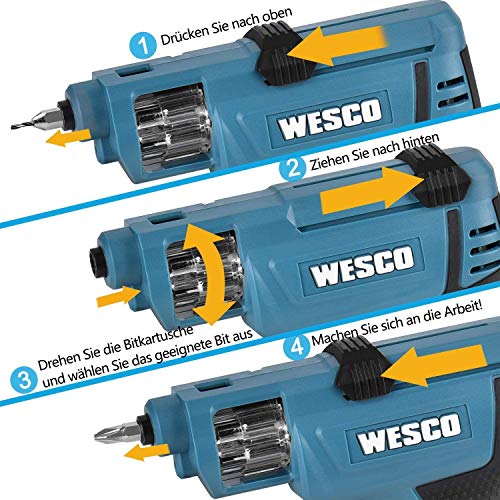 WESCO 3.6V Akkuschrauber Set mit 12 Bits und Ladegerät