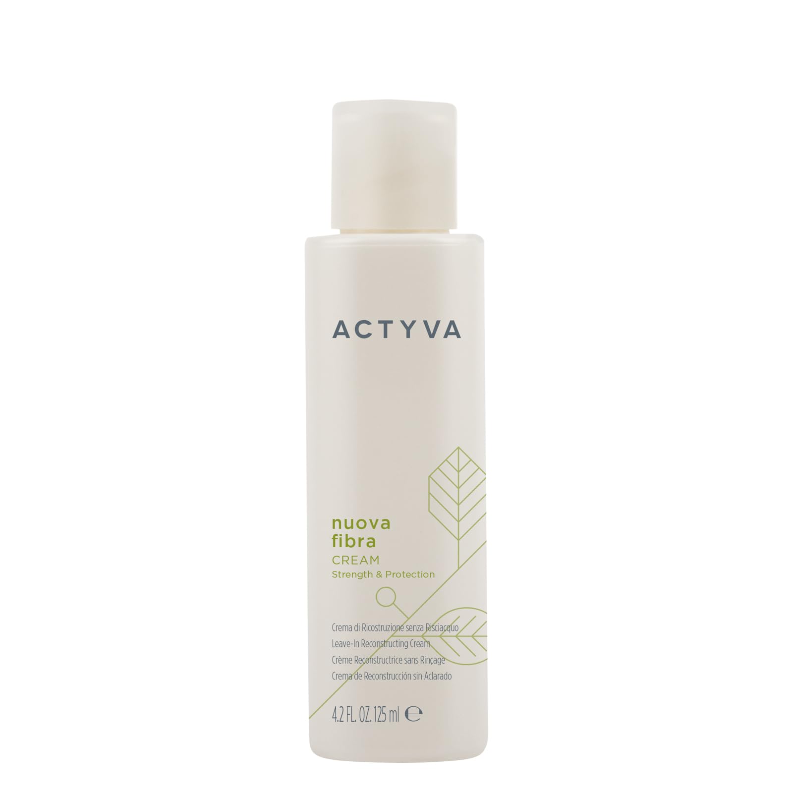 Actyva - Nuova Fibra Cream, Crema Trattamento Ristrutturante per Capelli Sfibrati con Amaranto e Alga Rossa, Senza Risciacquo - 125 ml