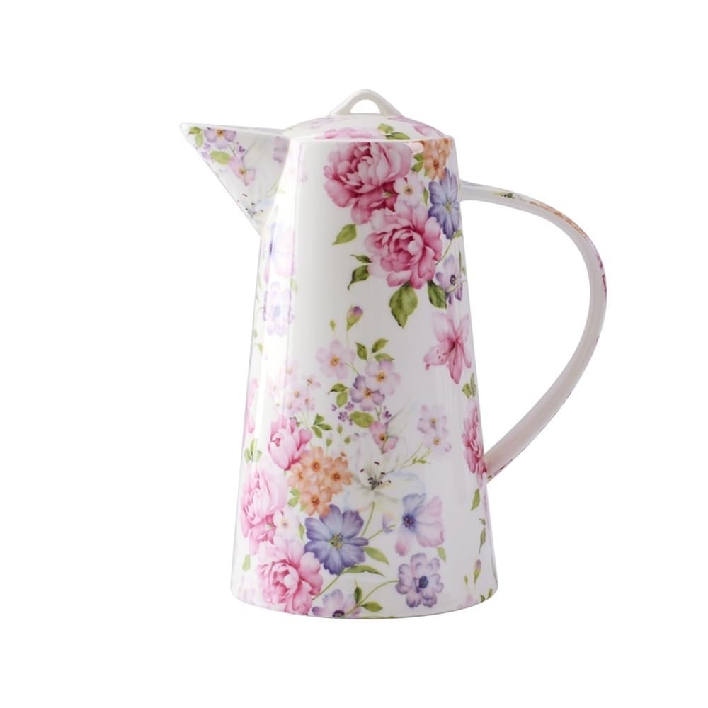 MYUYEE Water Carafe 1200Ml Porcelain Water Pitcherwith Lid And Handle Water Kettle For Lemonade, Juice, Milk, Cold Or Hot Beverage Tea Pot Water Jugs