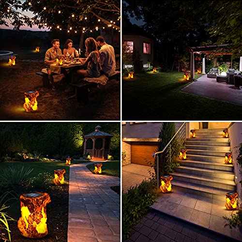Greatpro Solar Path Light, Stump Garden Lamp Outdoor Flickering Flame Light Solar Powered/Waterproof/Outdoor Lantern For Garden/Yard/Patio/Pathway/Lawn/Festival Decor, Lantern Lawn Light, 2Pcs #TOP6