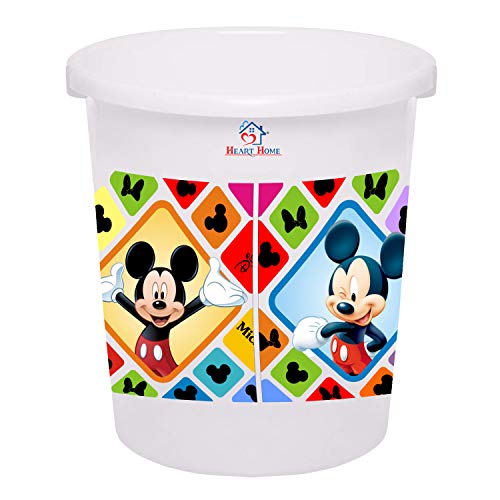 Image of Heart Home Disney Mickey Minnie Print Plastic 3 Pieces Dustbin /Garbage Bin /Waste Bin, 5 Liters (White) -HS 35 HEARTHS17784