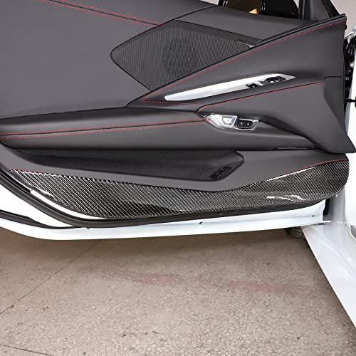 Car Door Anti Kick Mat Sticker Trim 2Pcs Compatible With Corvette C8 Stingray 2020-2023 Soft Carbon Fiber Interior Door Lower Panel Decals Sticker (Black Carbon) #TOP4