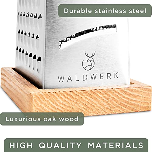 Waldwerk Premium Grater With Etched Stainless Steel Blades - Grater For Kitchen With Oak Wood Base - Box Grater With 4 Sides For Parmesan Cheese, Vegetables, Carrots, Or Potatoes - Cheese Grater #TOP6