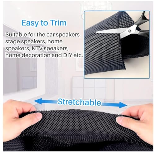 LEX TAVIS® Speaker Grill Fabric Black Speaker Grill Cloth Dust Proof Speaker Cloth Cover Replacement Parts for Speaker Repair Home Speakers (Black- 60 x 20 CM)