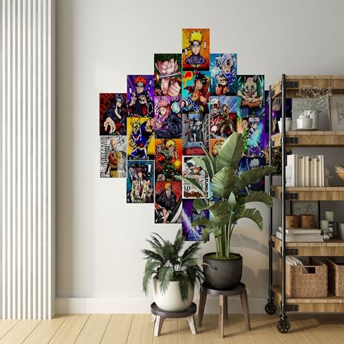 Image of VEENSHI Set of 24 Mix Anime Wall Posters - HDR With Glossy Shine, 300 GSM (Size: 9x6 Inch)