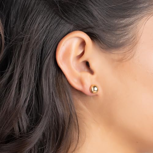 Barzel 18K Gold Plated Ball Stud Earrings Set, Sizes 3-10MM, 5 Pack, High Polish Finish Ball Suds4