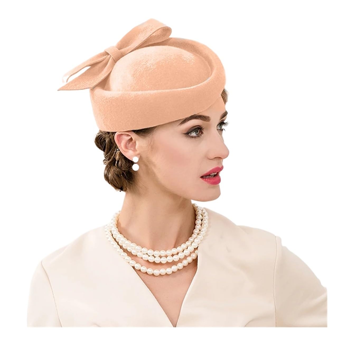 Cappelli da chiesa donna, stile vintage, cerimonia, festa, tè, in feltro, Fedora, rosso, for signore Adatto per il tè pomeridiano, matrimoni
