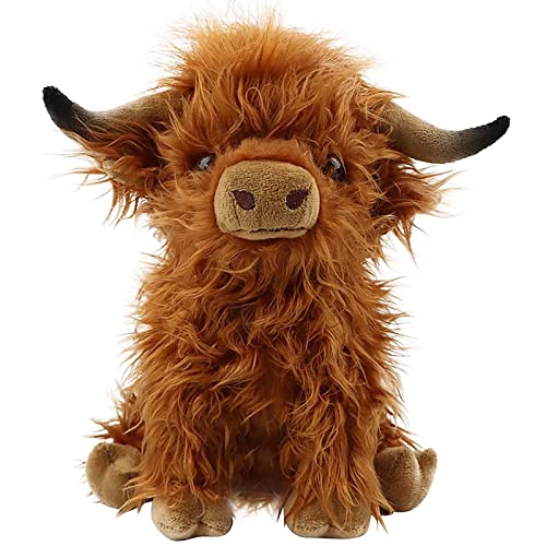 Image of EOHX Scottish Highland Cow Plush Animal Plush Toy,Soft Stuffed Bull Plush Cow Toy for Farm Home Decor,Cute Animal Doll Gift for Kids Friends and Family(11.8 inch)