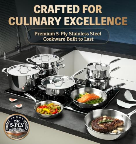 Image of KOCH SYSTEME CS 5 Ply Stainless Steel Cookware Set 21 Piece, Fully Clad