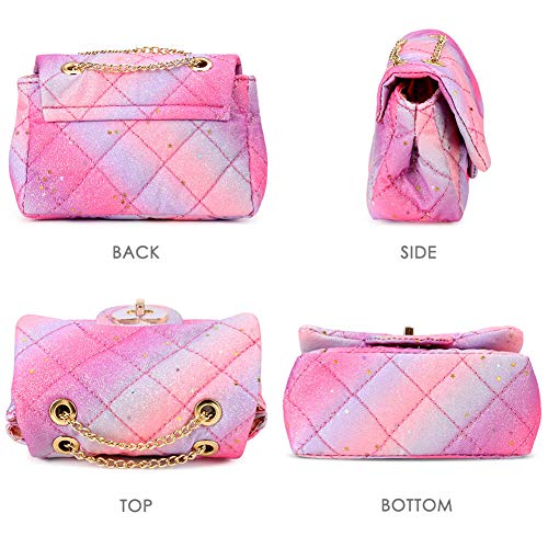 Image of CMK Trendy Kids Kids Pretend Play Purse for Toddler Girls (Pink /Purple Rainbow Glitter)
