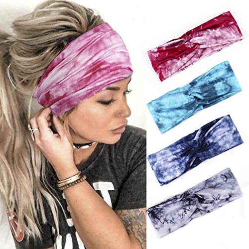 Jeairts Boho Bandeau Headbands Tie Dye Fabric Hair Bands Cotton Twisted Turban Head Wraps Fashion Yoga Hair Accessories for Women and Girls (Boho)