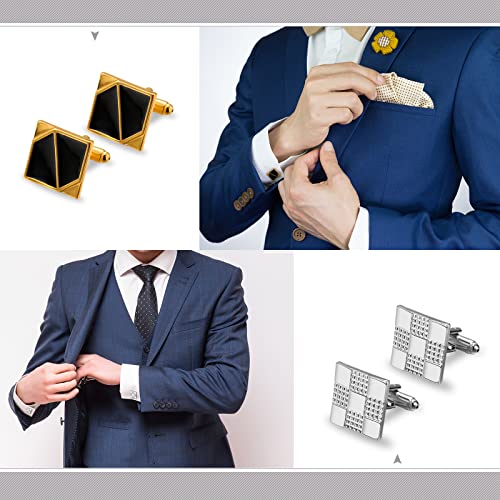 10 Pairs Cufflinks For Men Classic Cuff Links Set Men's Cufflinks Business Wedding Gift Stainless Steel Jewelry With Box For Tuxedo Shirt Accessories #TOP4