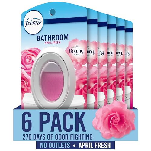 Febreze Bathroom Air Freshener, Odor-Fighting, Plug In Alternative, Air Fresheners for Home and Bathroom and Kitchen, Closet Air Fresheners, Downy April Fresh Scent, 6 Count