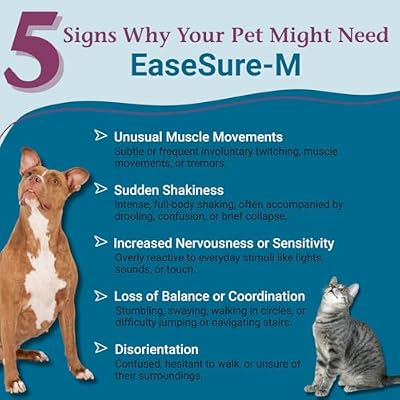 PetAlive EaseSure-M Nervous System Support for Dogs and Cats - Homeopathic Drops with Belladonna Passiflora and Scutellaria - Pet Involuntary Muscle Movements Trembling and Shaking - 2 Fl Oz