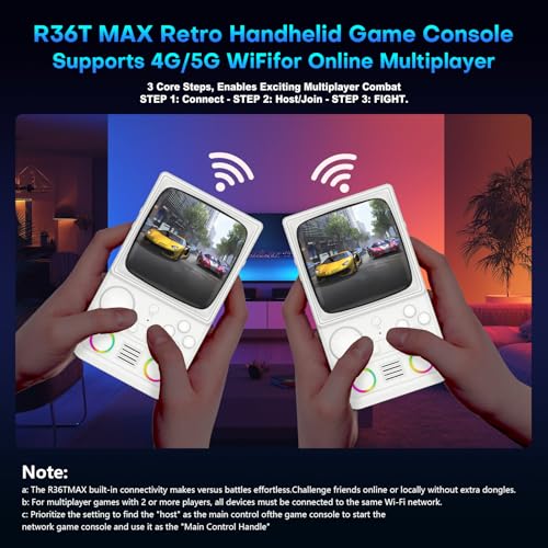 Image of R36TMAX Retro Handheld Game Console, Retro Gaming Console with 4.0 Inch 720x720 IPS Screen, Portable Handheld Linux System, 4000mAh Battery (Ivory White-128GB)