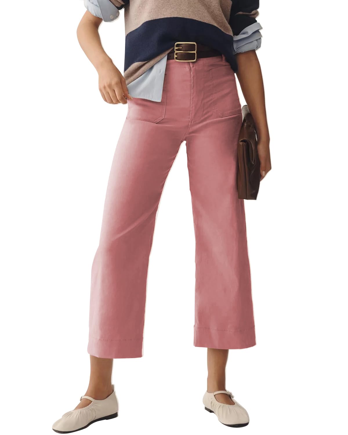 Shy Velvet Womens Crop Wide Leg Pants High Waisted Stretchy Comfort Fabric Capri Pants for Women