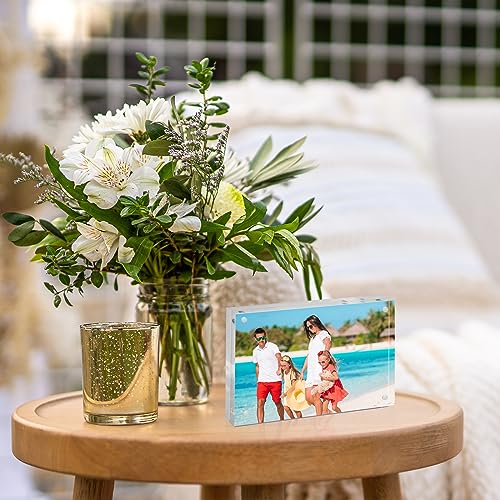 TWING 5x7 Acrylic Picture Frames 2 Pack,20MM Thickness Double Sided Magnetic Clear Photo Frame,HD Frameless Acrylic Photo Frame Display for Desktop Gift Ideal,Cleaning Cloth Included by TWING - Image 6