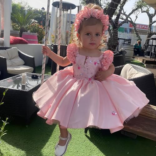 Girls' Dresses Flying Sleeve Puffy Princess Dresses Flower Girl Wedding Birthday Party Dresses3