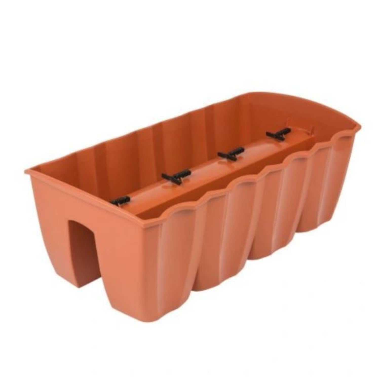 B2C Flower Railing Flowerpot Tunner for hanging on fences, bacones, rails Home Decor Moder Space Saving (Terracotta, Large)