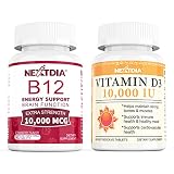 Vitamin B12 Sublingual 10000 mcg, Methyl B12, Vegan Vitamin D3 10000 IU + Magnesium Glycinate, Plant