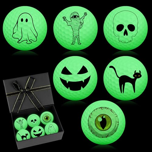 Viorawhite 6 Pcs Halloween Golf Balls Glow In The Dark Horror Ghost Golf Balls Gift With Gift Box For Halloween Decorations Party Supplies Enthusiasts And Golfers