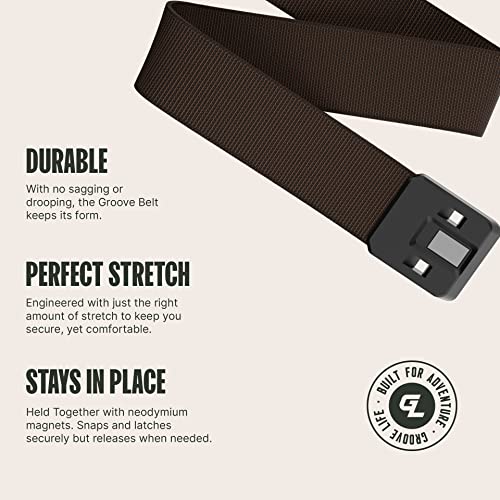 Black/Stone and Gun Metal/Brown Groove Belt Bundle - Men's Stretch Nylon Belt with Magnetic Aluminum Buckle, Lifetime Coverage - X-Large3