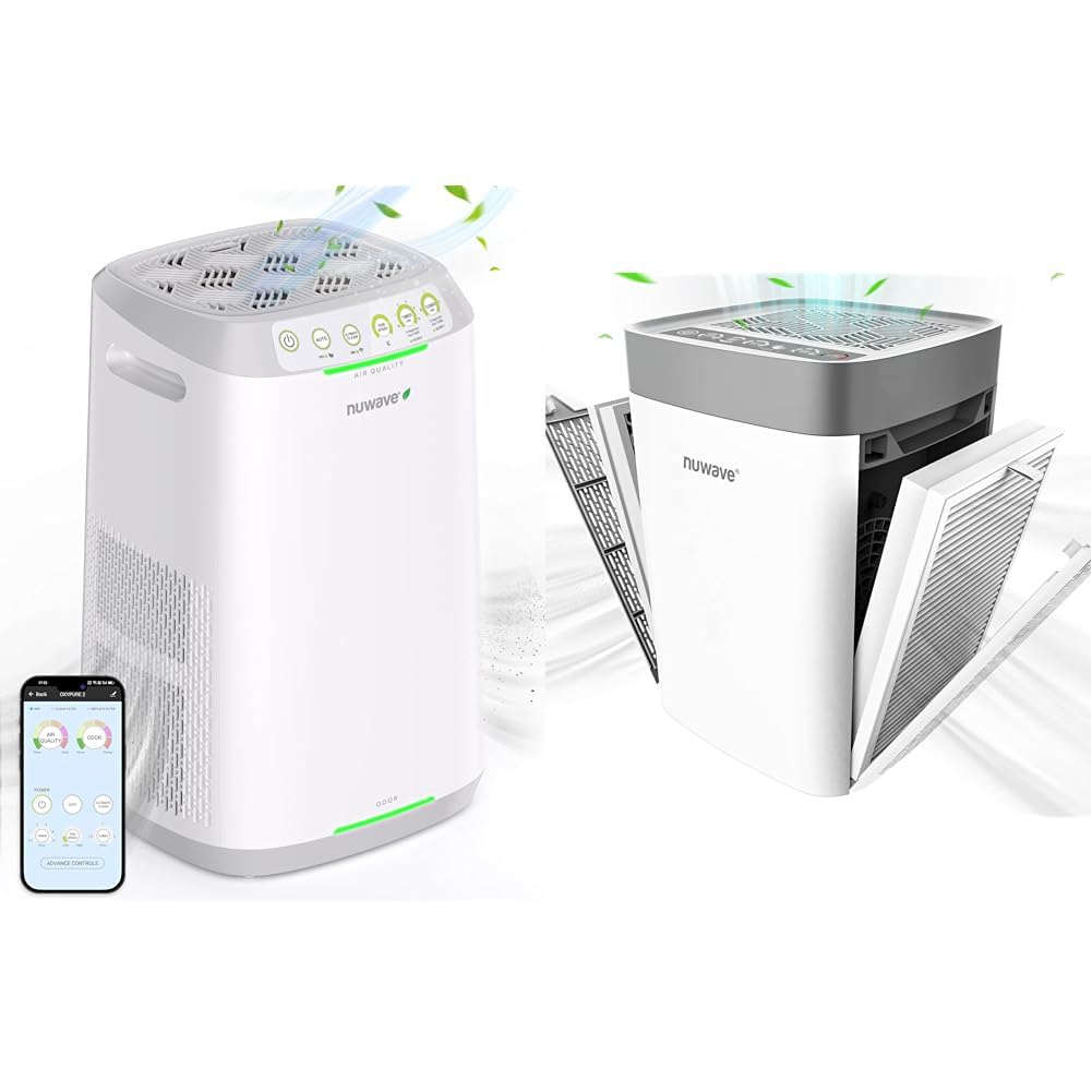 Nuwave Air Purifiers for Home Large Room 20Yr Washable Portable Air Purifier for Home Bedroom Up to 1361