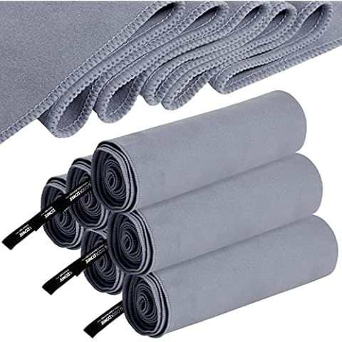 6 Pack Microfiber Beach Towel Cooling Dry Microfiber Travel Towel Compact Travel Towel Lightweight Soft Absorbent Cooling Dry Camping Towel for Sport Hiking Backpacking Fitness Gym Swimming Yoga Cover