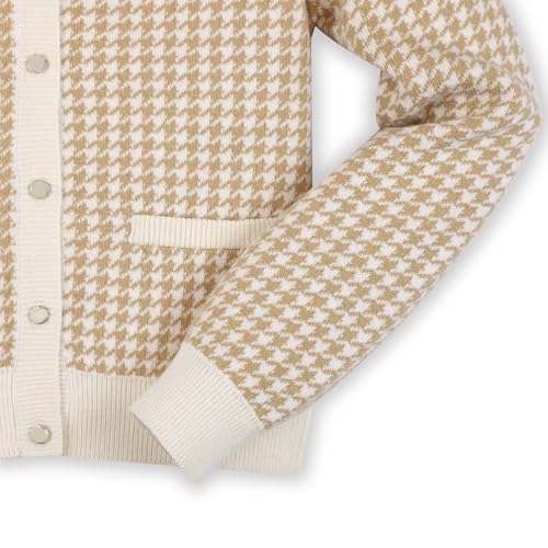 Image of Hope & Henry Girls' Long Sleeve Fancy Cardigan Sweater with Stripe Trim