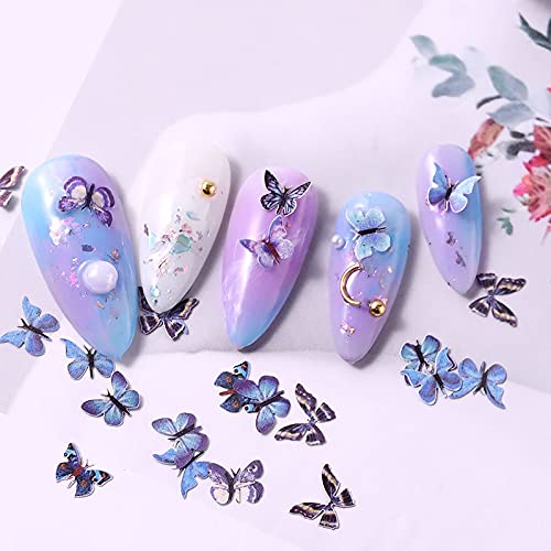 1 boîte de flocons de bois 3D en forme de papillon pour décoration d'ongles