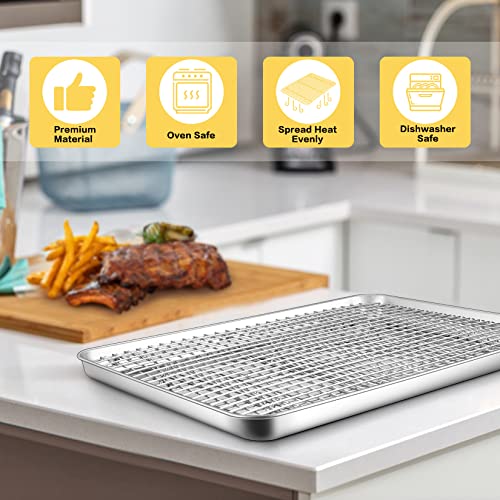 Baking Sheet Pan With Rack Set(2 Pans & 2 Racks), Joyfair 16 Inch Stainless Steel Cookie Sheets With Cooling Racks, Non-Toxic & Commercial Grade, Extra Thick & Rolled Rim, Rust-Free & Dishwasher Safe #TOP3
