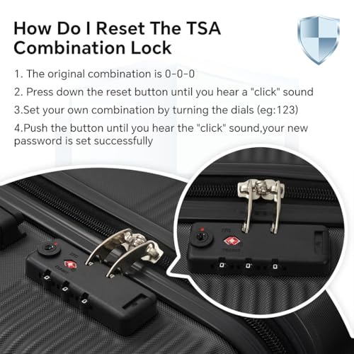 4 Piece Luggage, Modern Lightweight Suitcase with Hooks and Spinner Wheels Cross Stripe Luggage Sets with Password Lock and Telescopic Rod for Business Travel Domestic Foreign Travel,Black4