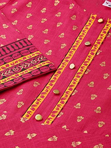 Image of Yash Gallery Womens Cotton Gold Printed Ethnic Wear Anarkali Kurta