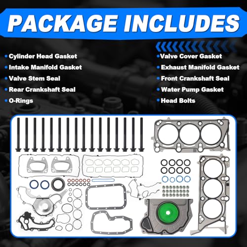 Image of HGS1184 3.6 Cylinder Head Gasket Set Kit with Bolts, For 2016-2024 Jeep Grand Cherokee Wrangler, Dodge Durango, Chrysler Pacifica, Ram 1500 ProMaster 1500 /2500 /3500 3.6L HS55401