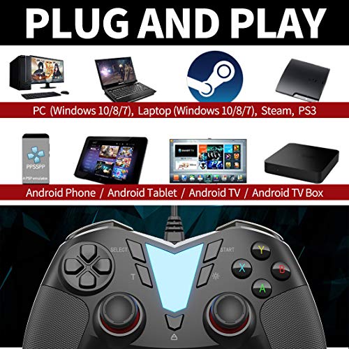 PC Steam Game Controller, IFYOO ONE Pro Wired USB Gaming Gamepad Joystick Compatible with Computer/Laptop(Windows 10/8/7/XP), Android(Phone/Tablet/TV/Box), PS3 - [Black] - Thumbnail 2