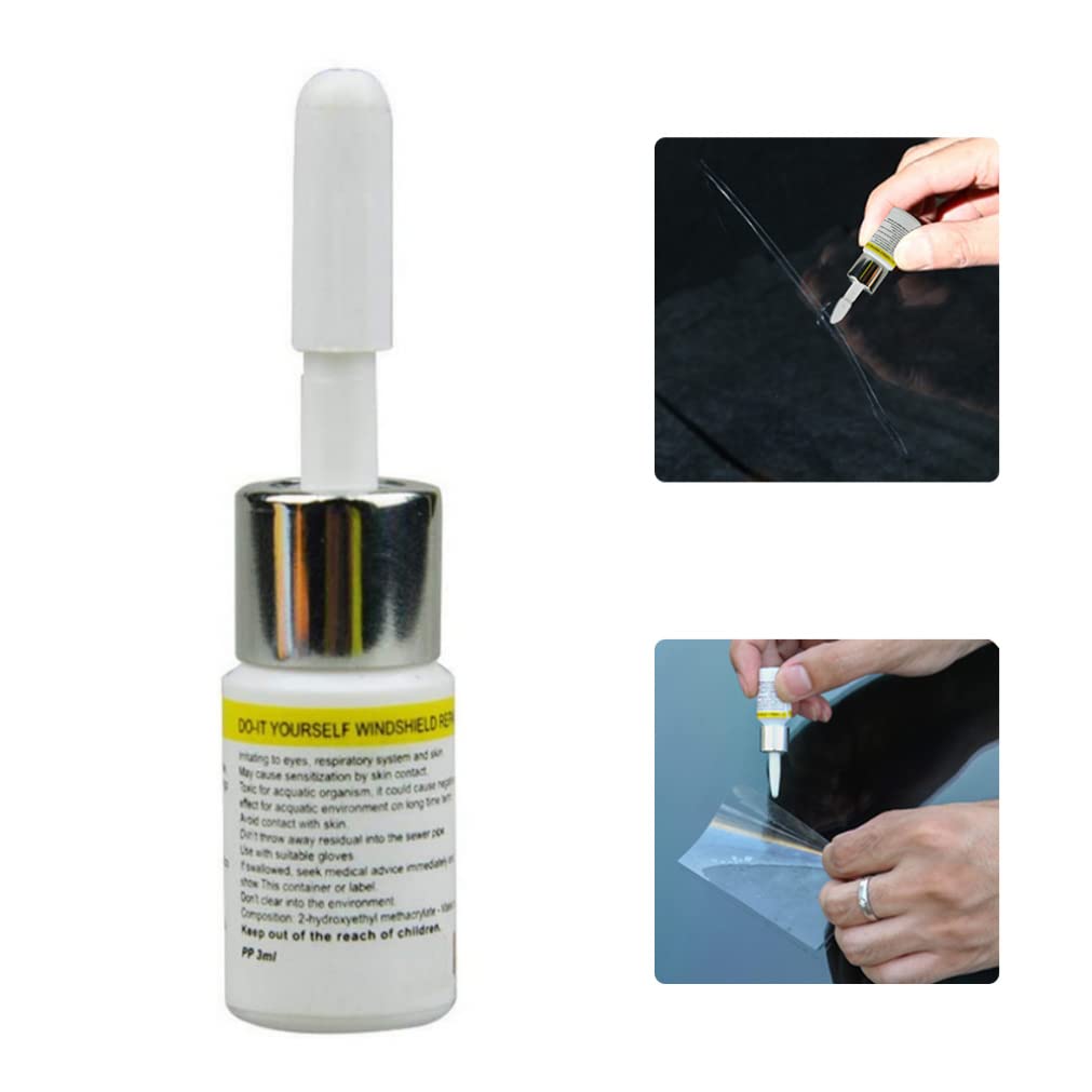 Fluido per la riparazione del vetro Colla per riparazione del parabrezza dell'auto Strumento correttore per vetro automatico Colla per del parabrezza da 3 ml