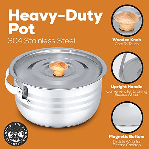 WEALERS-Camping-Cookware-Dinnerware-Set-17-Pieces-Stainless-Steel-Pots-and-Pans-Set-with-Plates-Bowls-Sporks-in-Travel-Mesh-Bag-for-Camping-Trekking-Backyard-Picnic-Backpacking-Gear