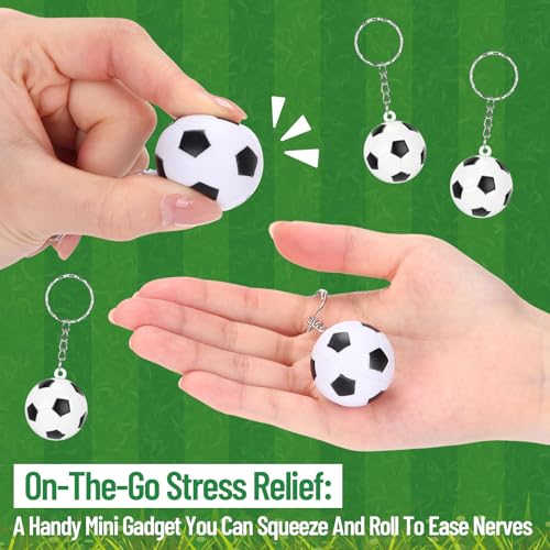AceOrbit 54 Pcs 18 Sets Soccer Keychains Sport Stress Ball Keychains Bulk Soccer Party Favors with Cards Organza Gift Bags for Team Gifts Party Favors Goodie Bag Stuffers Gift Exchange Classroom Prize by AceOrbit - Image 3