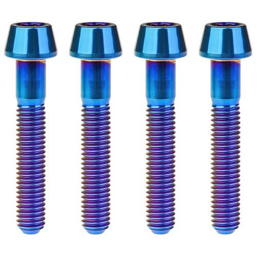 Image of Titanium Ti Bolt M5x9 16 18 20 25 30 35 40 45 50 55 60mm Tapered Head Screws Pack of 4 (M5x30mm, Burnt Blue)