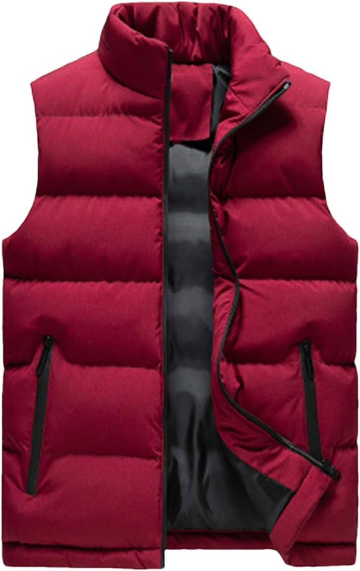 Men Winter Outdoor Work Sports Zipper Down Vest With Pocket
