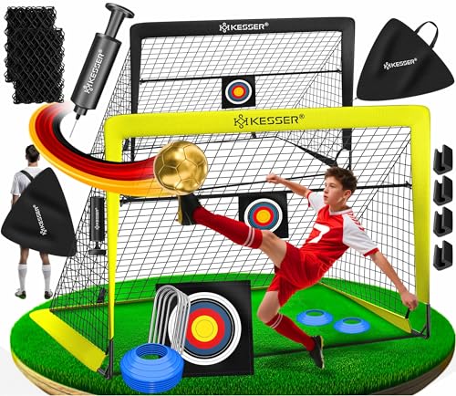 KESSER® Fussballtor 2er Set | Tolles Fußball Geschenk für Kinder,